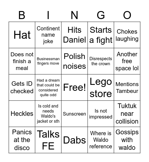 Asia Bingo Card
