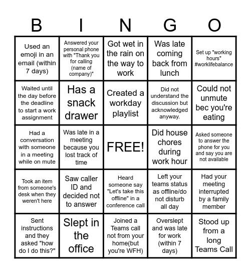 OFFICE Bingo Card