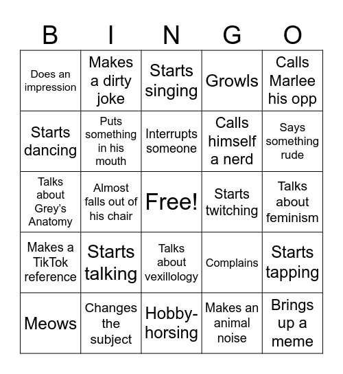 Mr. McAfee Bingo Card