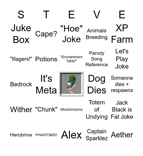 "A Minecraft Movie", A Bingo Game Bingo Card