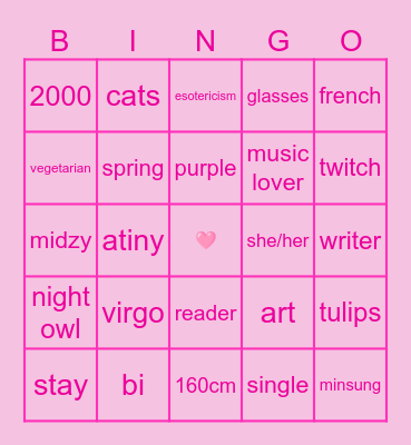 zillie’s Bingo Card
