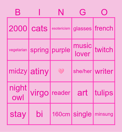 zillie’s Bingo Card
