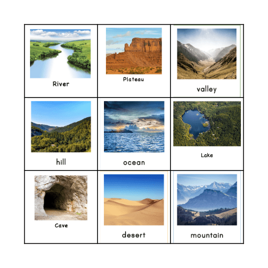 Landforms Bingo Card