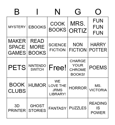 JRMS LIBRARY BINGO Card