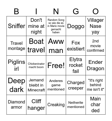 Minecraft Movie but we play BINGO Card
