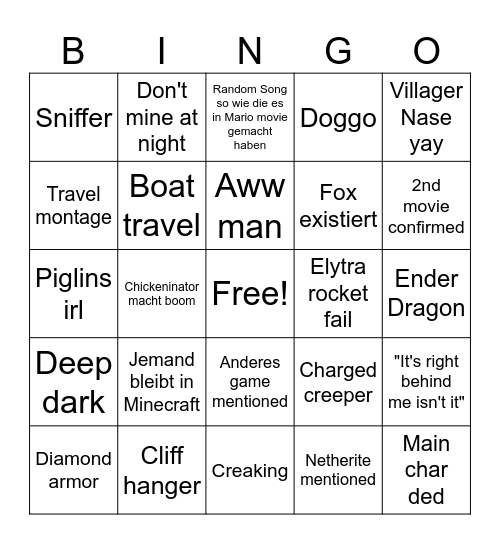 Minecraft Movie but we play BINGO Card