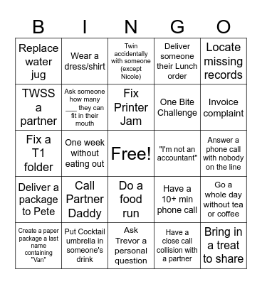 Tax Season Bingo Card