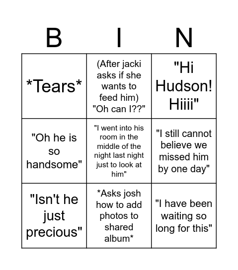 Grandma B sayings this weekend Bingo Card