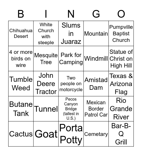 AMTRAK BINGO CARD Bingo Card