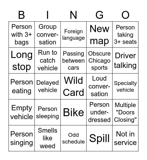 CTA Bingo Card
