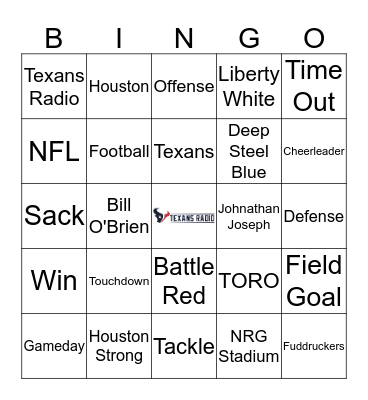 Texans Radio Bingo Card