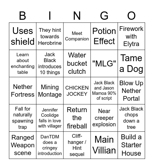 Minecraft Bingo Card