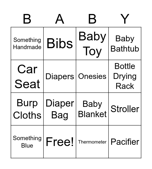 Baby Shower Gift Bingo! Bingo Card