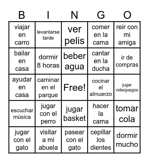 Mi Rutina Bingo Card