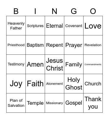 General Conference Bingo Card