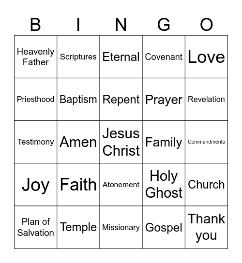 General Conference Bingo Card