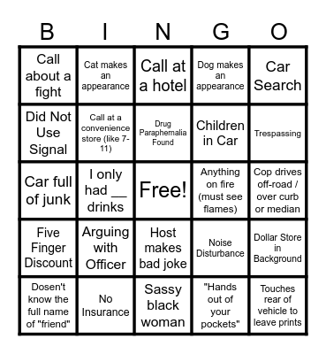 On Patrol Live Bingo Card