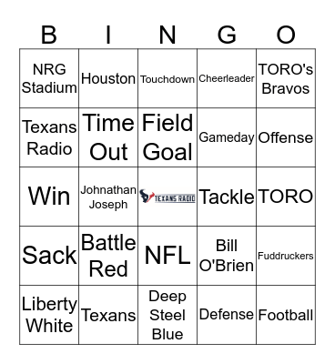 Texans Radio Bingo Card