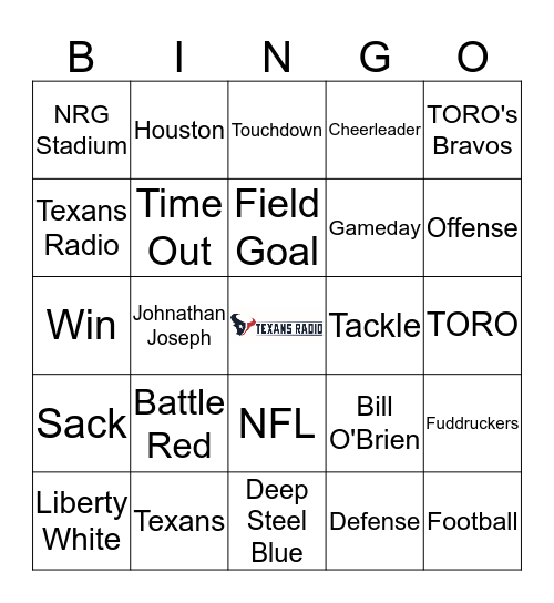 Texans Radio Bingo Card