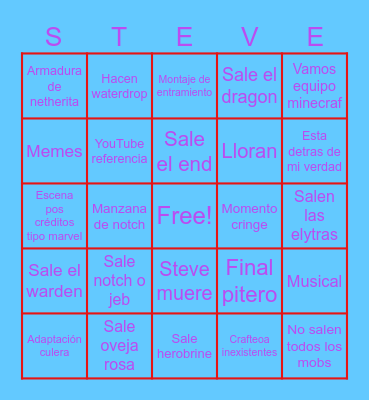 Minecraft Bingo Card