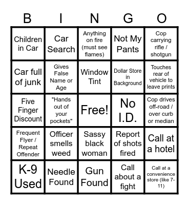 On Patrol Live Bingo Card