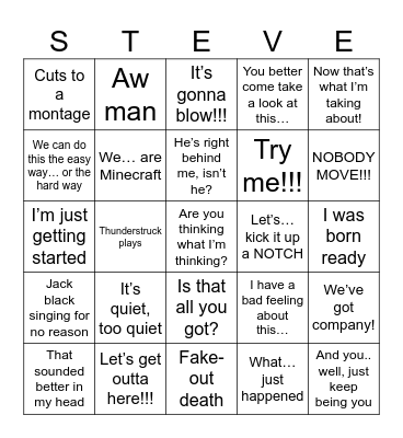 Minecraft Movie Bingo Card