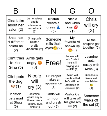 Married At First Sight Beer Night Bingo Card