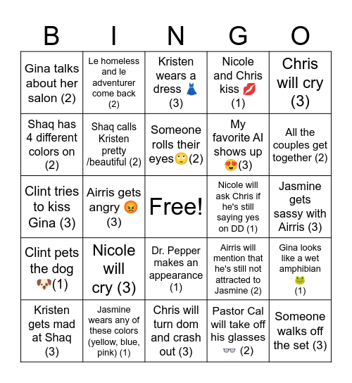 Married At First Sight Beer Night Bingo Card