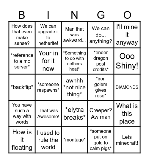 FLINT AND STEVE Bingo Card