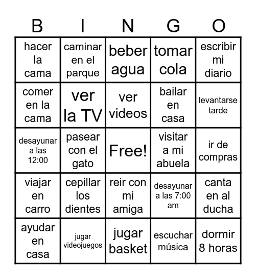 La Rutina Bingo Card