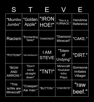 steve Bingo Card