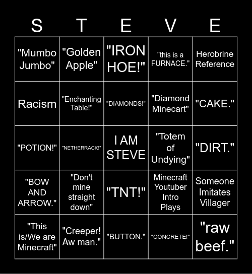 steve Bingo Card