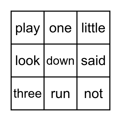 Fun Words Bingo Card