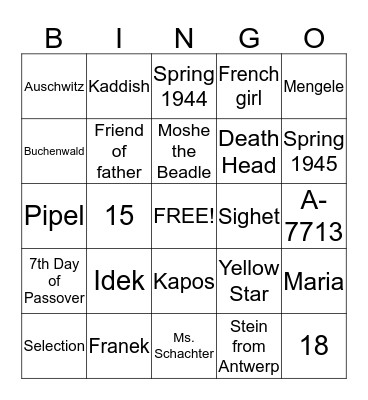 Night Bingo Game Bingo Card