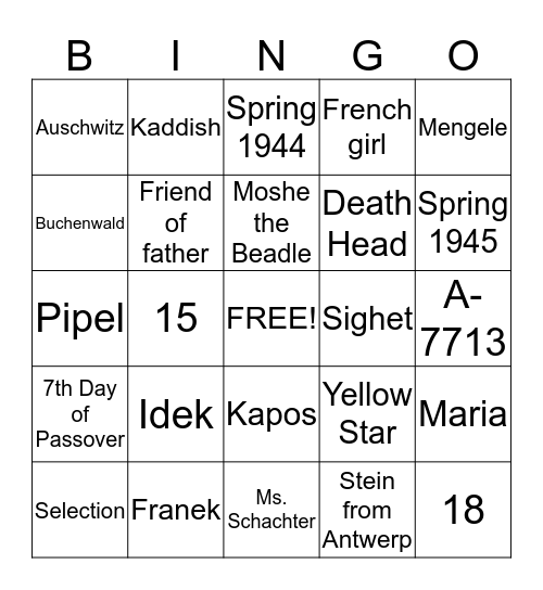 Night Bingo Game Bingo Card