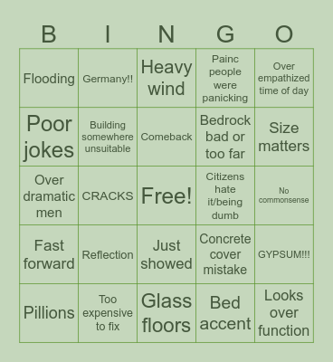 Architecture catastrophe Bingo Card