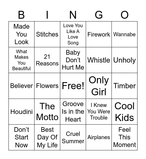 FRONT ROW.  (3) Bingo Card