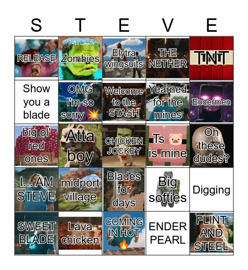 Minecraft Movie Bingo Card