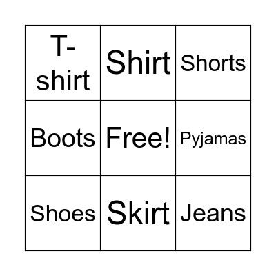 Things you wear Bingo Card