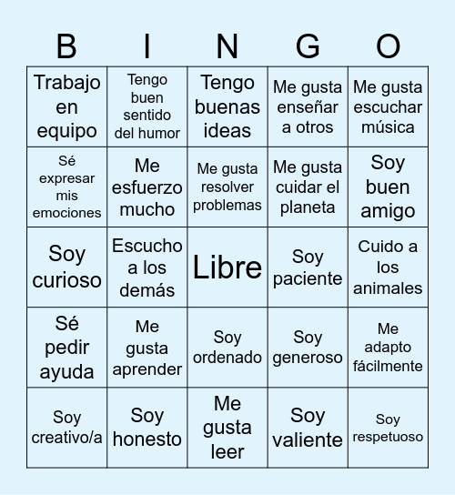 Mis Fortalezas Bingo Card