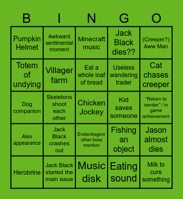 Minecraft Bingo Card