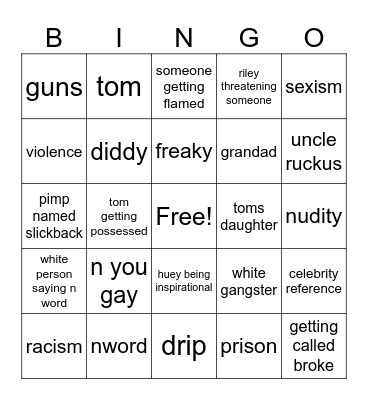 Boondocks bingo Card