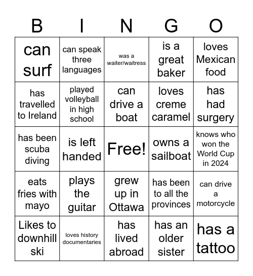 Get to know Bingo Card