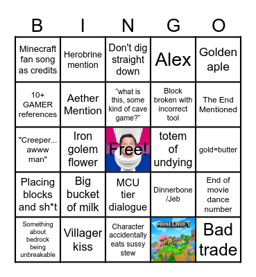 MInceraft mover banjo Bingo Card
