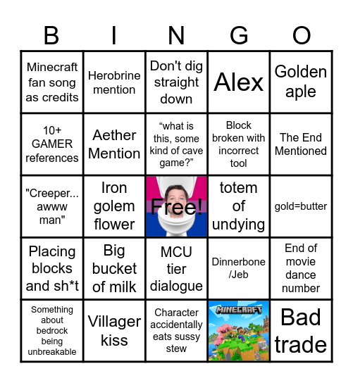 MInceraft mover banjo Bingo Card