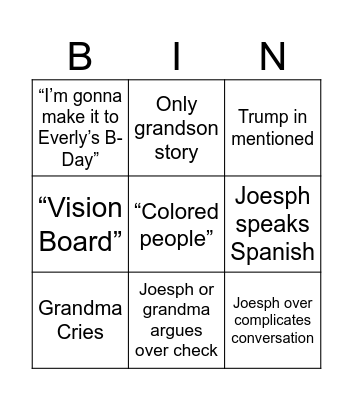 Boy Bingo Card