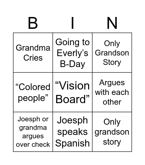 Boyd Bingo Card