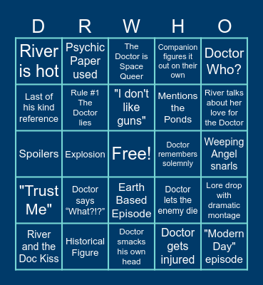 Doctor Who Bingo Card