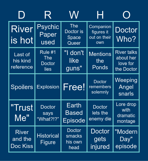Doctor Who Bingo Card