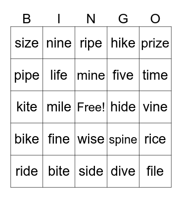 Magic E Review with I Bingo Card